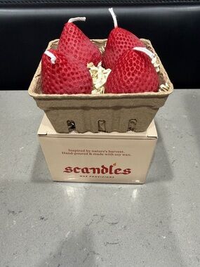 Scandles set of 4 Strawberry Candles -  Berry Scented, New